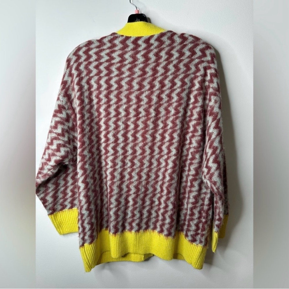 DAYDREAMER Yellow and Brown Zigzag Cardigan Size S - Picture 4 of 5